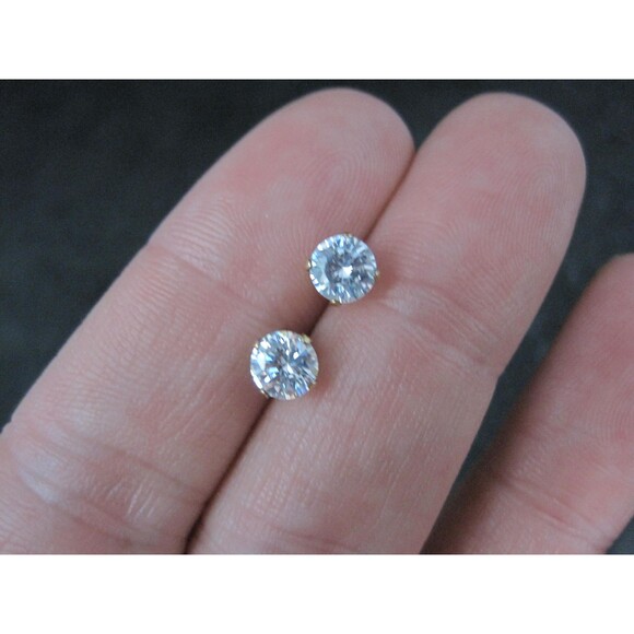 Vintage 5mm Cz Stud Earrings 14K Gold Filled New Old Stock - Picture 1 of 10
